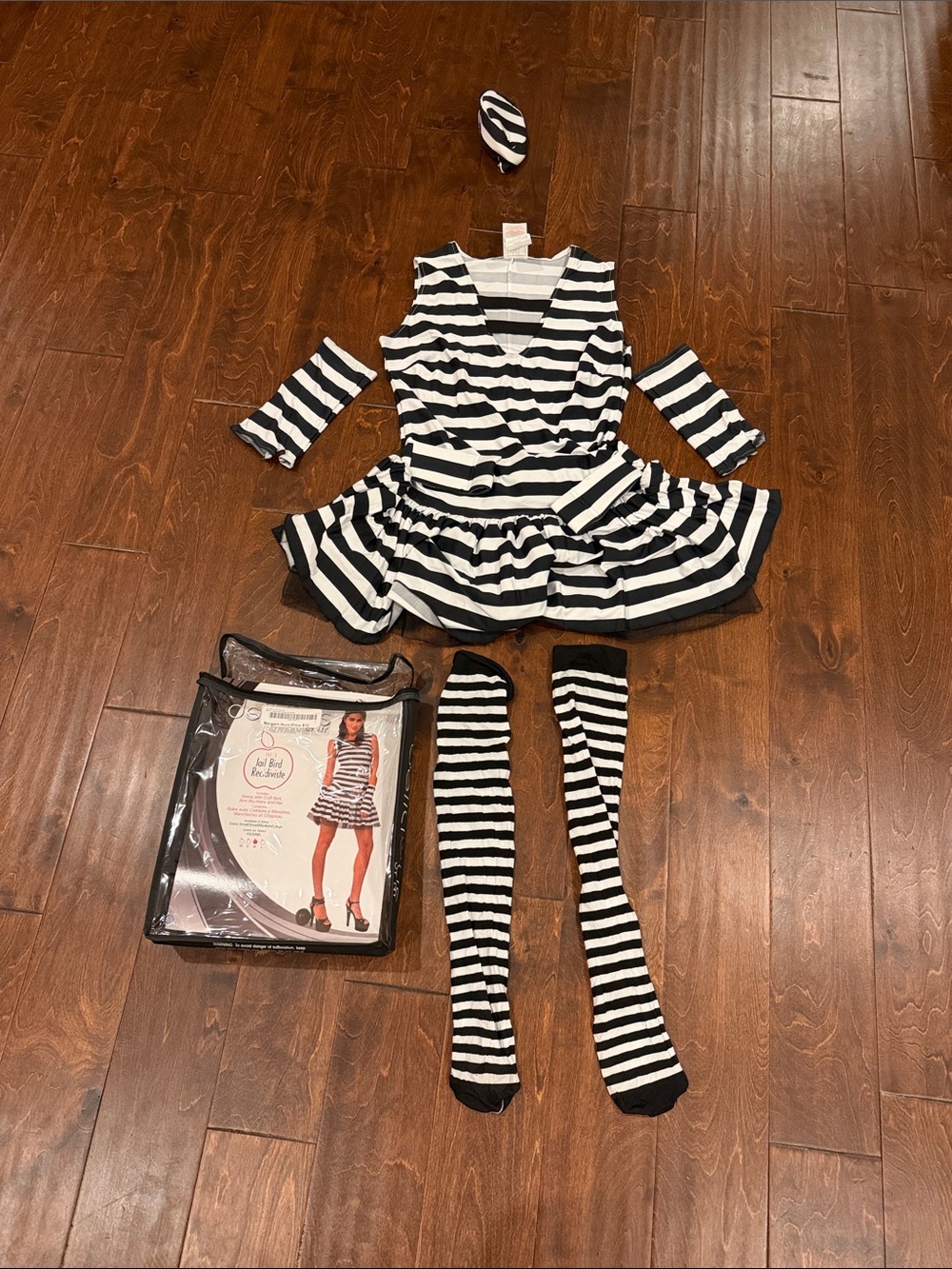 Striped Black & White women Costume Dress with Accessories